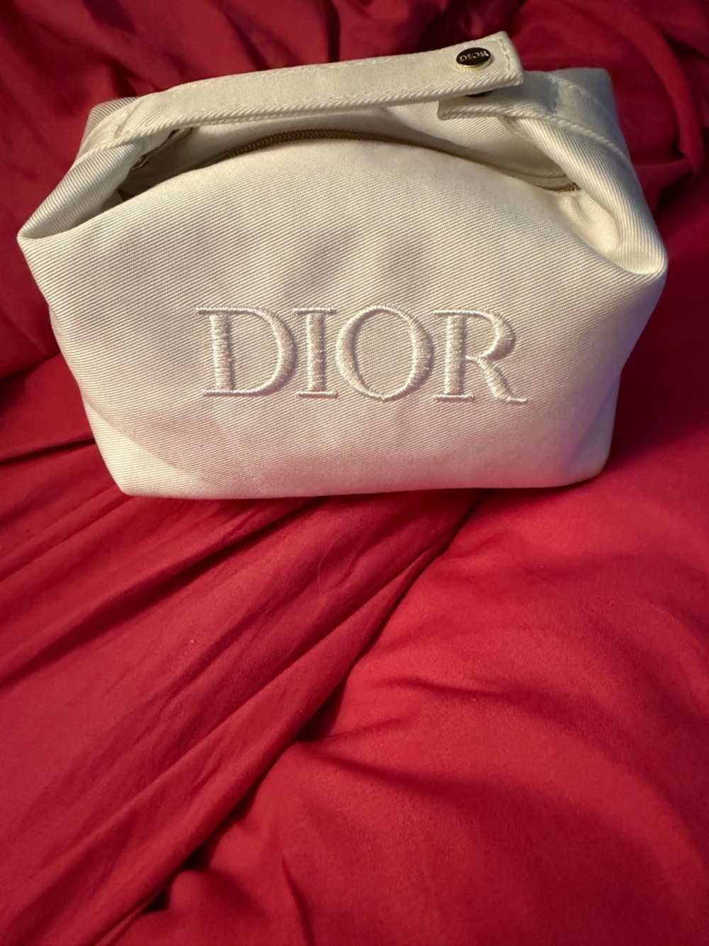 Dior Cream Embroidered Canvas Cosmetic Pouch